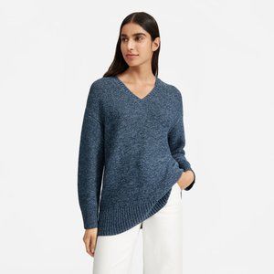 Everlane The Link-Stitch V-Neck Sweater Dark Blue